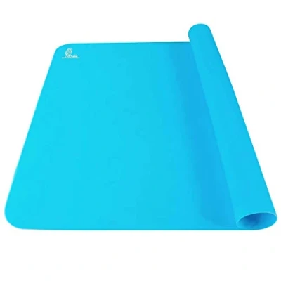 Image of Non Stick, Double Thickness Silicone Pastry/Baking Mat Extra Large for Heat Resistant Nonskid Placement Mat, Countertop Protector, Art and Craft 60 x 40 cm (Blue, 40x60)