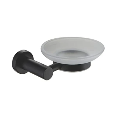 Image of Showerdrape Modernity Black Stainless Steel Wall Mounted Frosted Glass Soap Dish