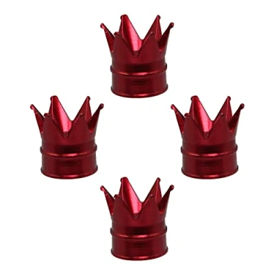 Image of SENZEAL 4Pcs Dust Caps for Car Tyres Crown Tyre Valve Universal Aluminum Alloy Stem Cars Bikes Trucks Motorcycle (Red)