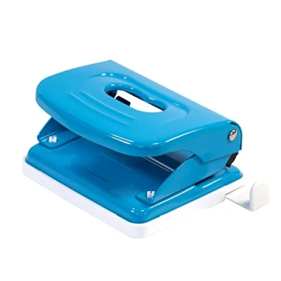 Image of Idena 11537 Metal Hole Punch, Stop Rail with Format Display, Light Blue, for 20 Sheets, Pack of 1