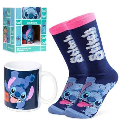 Image of Disney Stitch Mug and Socks Gift Set for Women Calf Gifts (Navy)