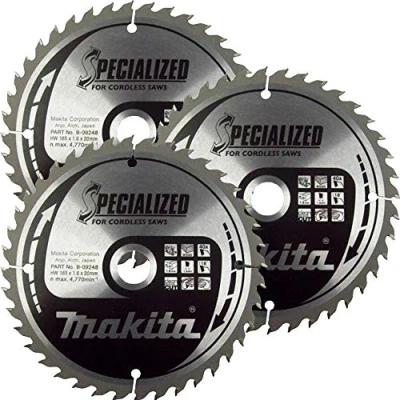 Image of Makita B 09248 165mm x 20mm 40T Specialized Circular Saw Blade For DHS680, DSS610 Pack of 3