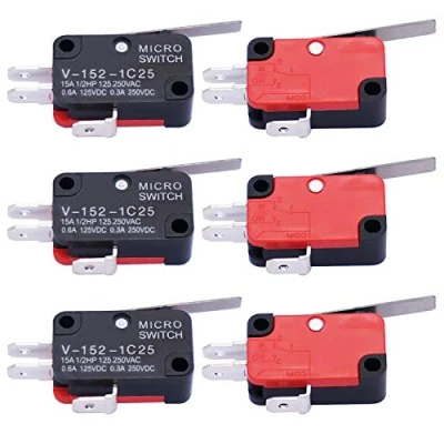 Image of mxuteuk 6Pcs Micro Limit Switch Short Straight Hinge Lever Arm SPDT Snap Action for Arduino V 152 1C25