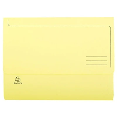 Image of Exacompta Ref 47979E Super Pocket Wallets 245 x 325mm in Size, Suitable for A4 Documents, 30mm Expanding Gusset, 210gsm Midweight Manilla Yellow (Pack of 10)