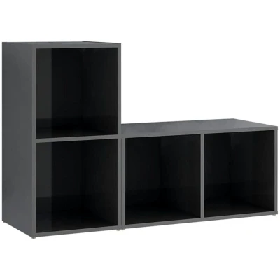 Image of vidaXL TV Cabinets 2 pcs High Gloss Grey 72x35x36.5 cm Engineered Wood