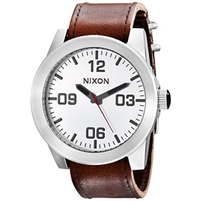 Image of Nixon Men&#039;s Analogue Quartz Watch with Leather Strap A243 1113