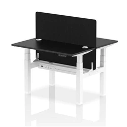 Image of Air B2B 1200x600mm Adjustable 2P Bench Desk CP Black/White + Screen