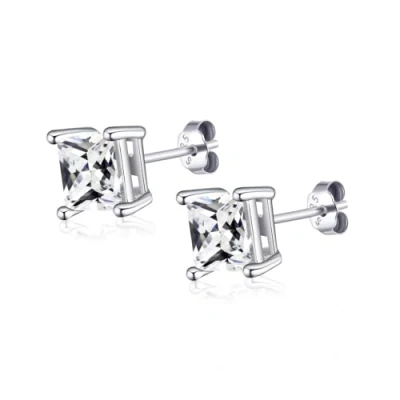 Image of Philip Jones Sterling Silver Square Earrings Created with Zircondia® Crystals