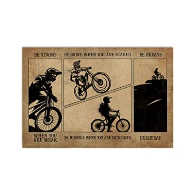Image of TNND Mountain Biking Strong When You Are Weak Poster Vintage Wall Decor Home Father&#039;s Day Birthday Gift Metal Signs 12X16 inch