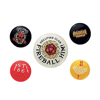 Image of Pyramid International Stranger Things 4 Hellfire Club 5 Piece Badge Set