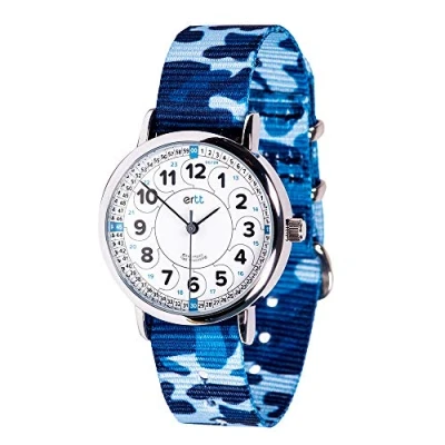 Image of EasyRead Time Teacher Watch Children For Kids Learn To Tell The 2 Step White Blue 12 24 Hr Face Analogue Easy Read Dial Camo
