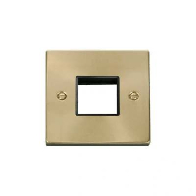 Image of Click Deco 1 Gang MiniGrid Twin Aperture Unfurnished Plate Satin Brass Black Inserts