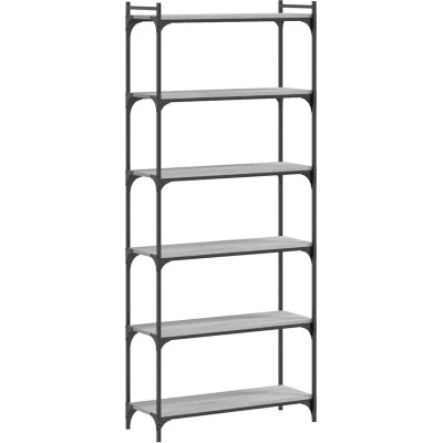 Image of vidaXL Bookcase 6 Tier Grey Sonoma 80x30x188 cm Engineered Wood