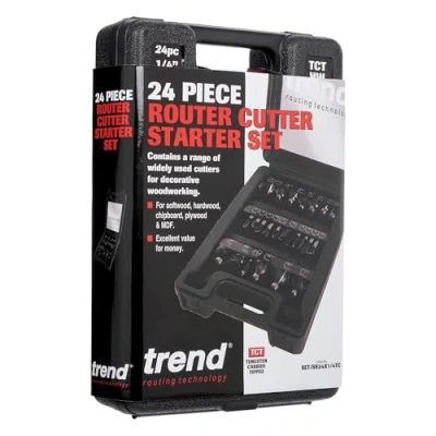 Image of Trend 24 Piece Router Bit Starter Set, 1/4 Inch Shank, Tungsten Carbide Tipped, Storage Case Included, SET/SS24X1/4TC