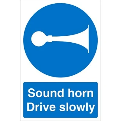 Image of Seco Sound Horn Drive Slowly Sign, 400mm x 600mm 1mm Semi Rigid Plastic