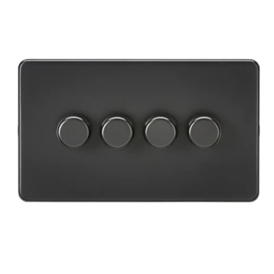 Image of KnightsBridge Screwless 4G 2 way 10 200W (5 150W LED) trailing edge dimmer Matt Black