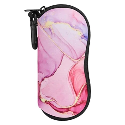 Image of MoKo Sunglasses Soft Case Ultra Light Neoprene Zipper Eyeglass with Belt Clip, Cloudy Pink