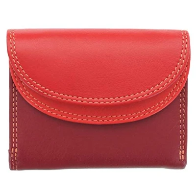 Image of VISCONTI Rainbow Collection Small Leather Purse RFID and Tap Go RB126 Red Multi