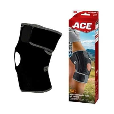 Image of ACE Adjustable Knee Brace with Side Stabilizers Provides Support &amp; Compression to Arthritic and Painful Joints