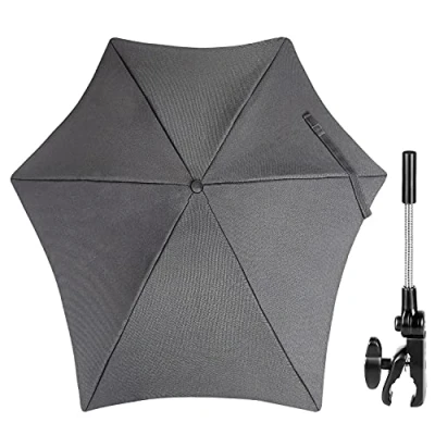 Image of ZjRight Pram Parasol,Baby Strollers Umbrella, 70cm Universal Parasol 50+ UV Baby and Infant Sun Protection Umbrella for Pram, Stroller, Pushchair Buggy Dark Grey