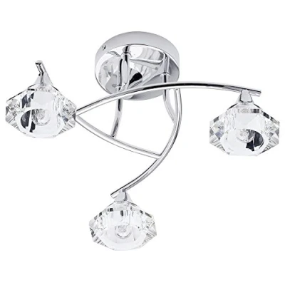 Image of LITECRAFT Edvin Ceiling Light Bathroom Semi Flush 3 Arm IP44 Fitting Polished Chrome