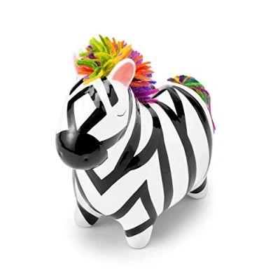 Image of Mousehouse Gifts Striped Zebra Money Box with Colourful Mane, Safari Animal Bank for Children&#039;s Savings