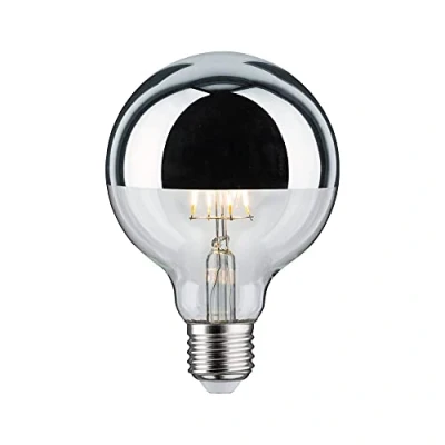Image of Paulmann 28673 LED filament lamp G95 7W bulb head mirror silver 2700K warm white dimmable E27, 1 piece (pack of 1)