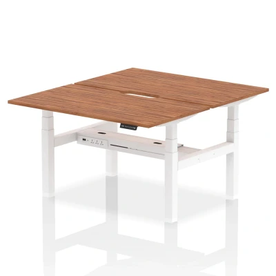 Image of Air B2B 1400x800 Adjustable 2P Bench Desk Scalloped Walnut/White