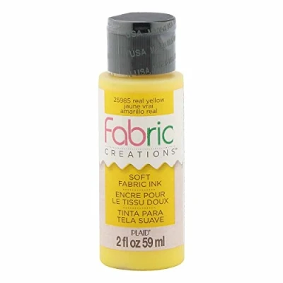 Image of Plaid Fabric Creations Paint, Water Based Ink, Real Yellow, 59 ml