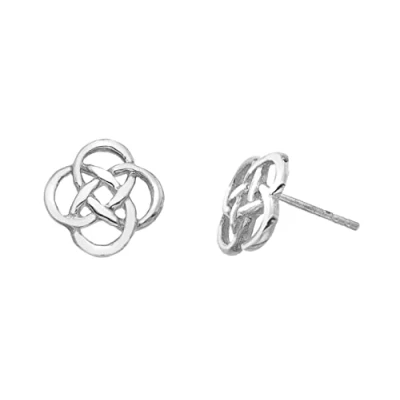 Image of Heritage Women&#039;s Celtic Open Knotwork Sterling Silver Stud Earrings
