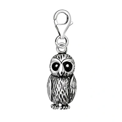 Image of Quiges 925 Sterling Silver 3D Owl Lobster Clasp Charm Clip on Pendant