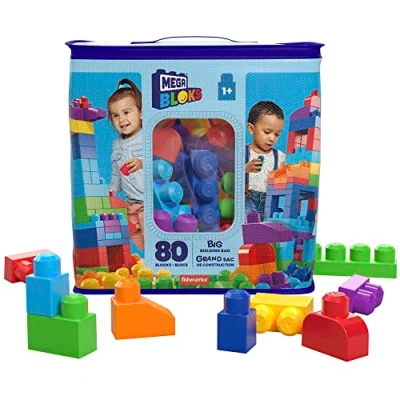 Image of Mattel Mega Bloks Big Building Bag Bag, set, Multicolour, 1 yr(s), 80 pc(s), Boy, 5 yr(s)