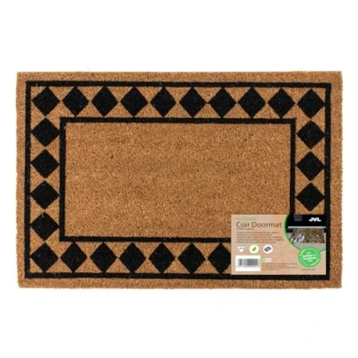 Image of JVL Eco Friendly Latex Backed Coir Entrance Doormat, 40x60cm Diamond Border