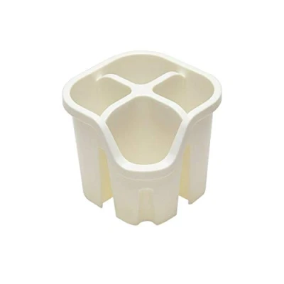 Image of Addis 517940 Cutlery Utensil Drainer Caddy with 4 Compartments, Linen Cream, 14 x 13 cm