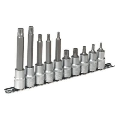 Image of Sealey Premier Spline Socket Bit Set 10pc 1/2&quot;Sq Drive