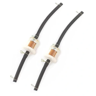 Image of HURI 2x Fuel Pipe Hose Filter &amp; Clips for Qualcast Classic Petrol 35s, 43s Mower