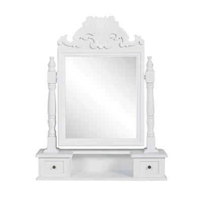 Image of vidaXL Vanity Makeup Table with Rectangular Swing Mirror Bedroom Dressing Desk Stand Furniture MDF