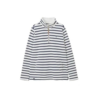 Image of LightHouse Womens Shore Sweatshirt Ladies Warm Half Zip Cotton Top Cloud Navy Stripe 10