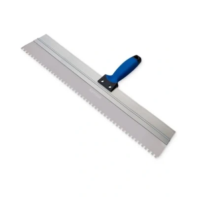 Image of REFINA Serrated Spatula for Base Coats &amp; Monocouche 27.5&quot; (700mm) Stainless Steel w/ 6mm (C2) Square Notch Blade Ergonomic Grip Rendering Tools Reducing Air Pockets Levelling