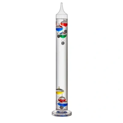 Image of TFA Dostmann Galileo Galilei 18.1019 Analogue Glass Thermometer, Liquid 44 cm, Measure Indoor Temperature, Easy Reading, Silver Temperature Marks, Decorative Object, 18 to 28 C,