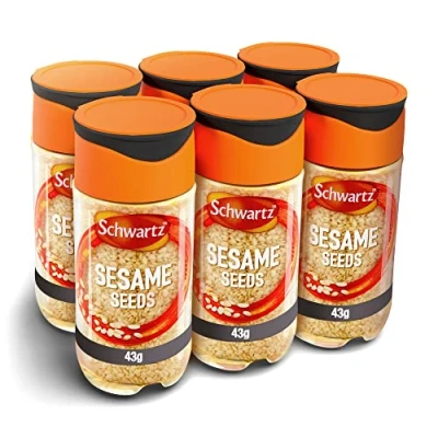 Image of Schwartz Sesame Seeds 43 G Jar Pack of 6 Nutty, Earth &amp; Delicious Essential Add Texture Flavour to a Variety Dishes