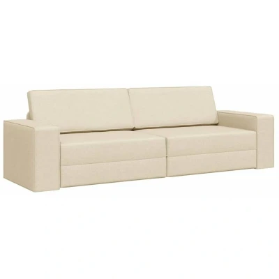 Image of vidaXL Floor Sofa Bed 2 in 1 Cream 245x150x60.5 cm Fabric