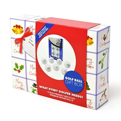 Image of Second Chance Christmas XMAS 12 Golf Balls Gift Pack Pre wrapped Present, Mix