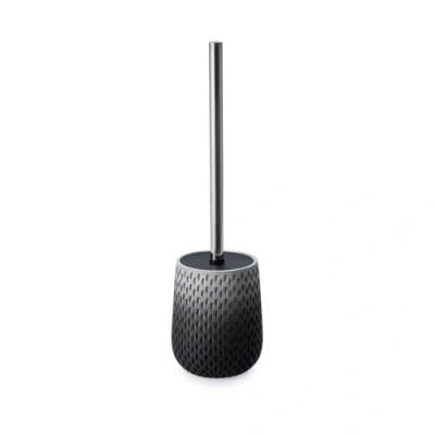 Image of Blue Canyon Milano Black Toilet Brush for Bathroom, Flexible Bowl Plastic Head with Silicone Bristles Deep Cleaning, Compact Size, Elegant Design Odour Free Holder