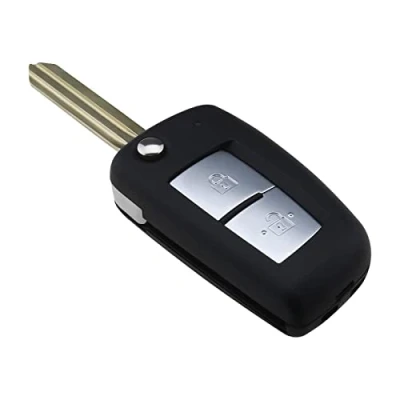 Image of EMSea 2 Button Remote Flip Key Shell Compatible with Qashqai Juke Micra X Trail Replacement Folding Fob Case Cover Housing NSN14 Blade