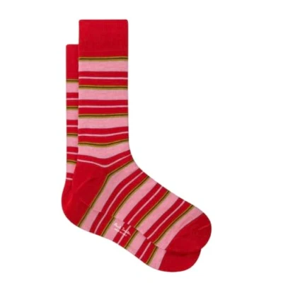 Image of Paul Smith Emilio Socks Red Pink Green Stripes. One Size