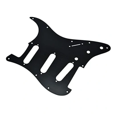 Image of KAISH 11 Hole Metal Aluminum Anodized Modern Style ST/Strat SSS Pickguard Guitar Pick Guard Scratch Plate for USA/Mexico Stratocaster/Strat Black