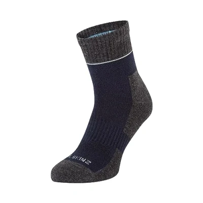 Image of SEALSKINZ Unisex Bircham All Weather Morston Solo QuickDry Ankle Length Socks, Navy/Grey Marl/Cream, L UK
