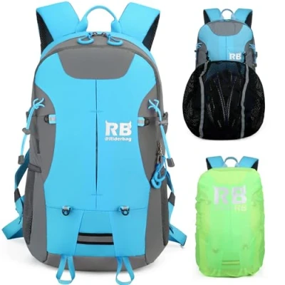 Image of Reflective Motorcycle Backpack. Lightweight 35L Laptop Backpack for scooter commuter rider bike essentials, Light Blue,