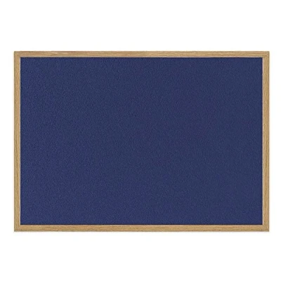 Image of Bi Office Earth Notice Board, Blue Felt Board with Oak Finish Frame, 240 x 120 cm